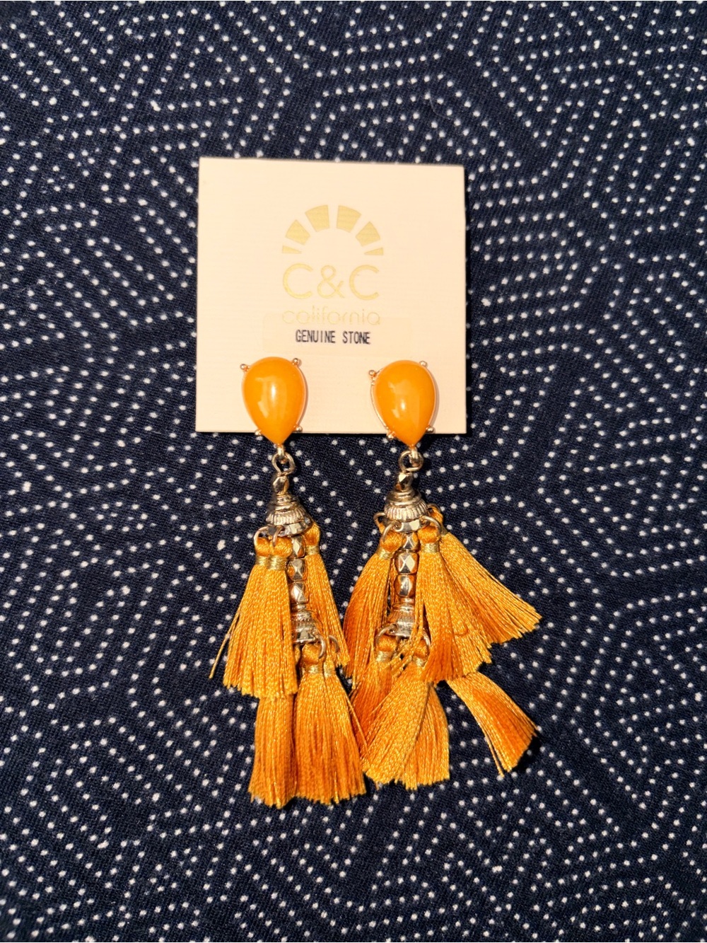 C&C California mustard yellow / gold Tassel Drop Earrings
